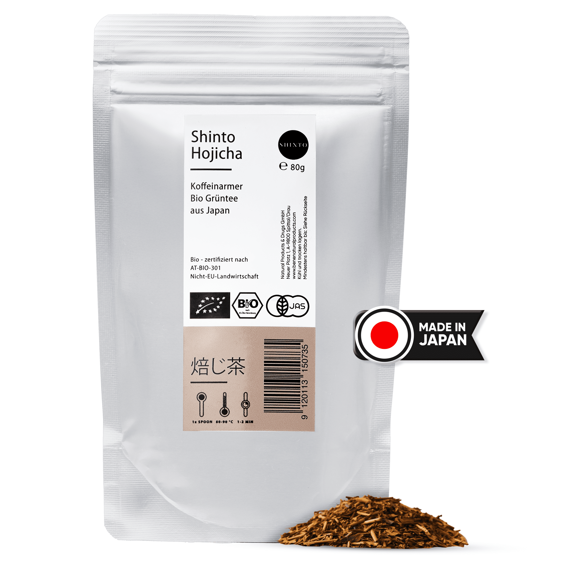 Bild von SHINTO Hojicha Bio-Grüntee 80g, koffeinarm